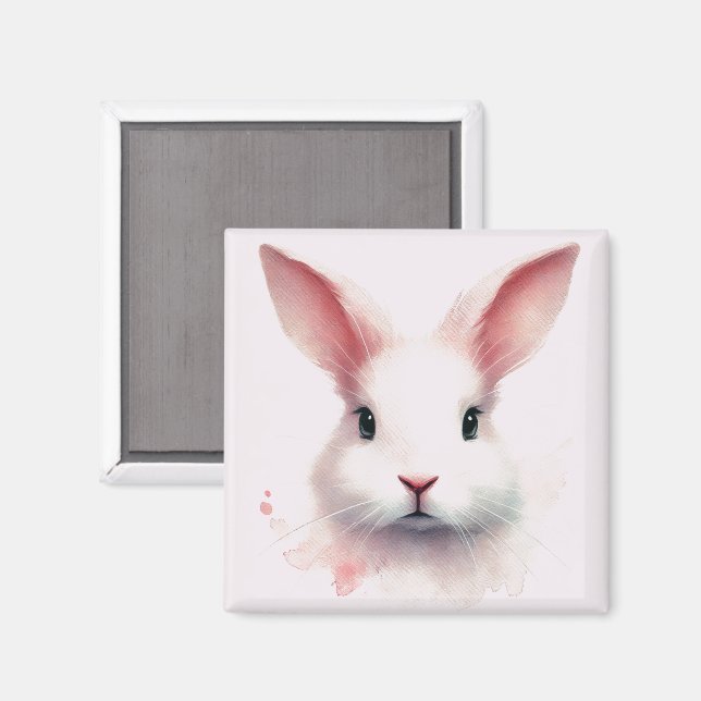 Imán Whimsical Pink Bunny Magnet (Anverso/Reverso)