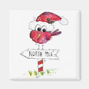 Imán Whimsical Red Navidad Bird