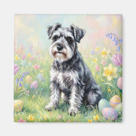 Imán Whimsical Schnauzer with Easter Eggs