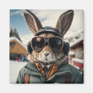 Imán Whimsical Snowboarding Bunny