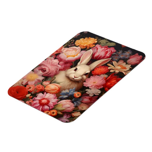 Imán Whimsical Vintage Bunny Spring Blooms (Lado Izquierdo)
