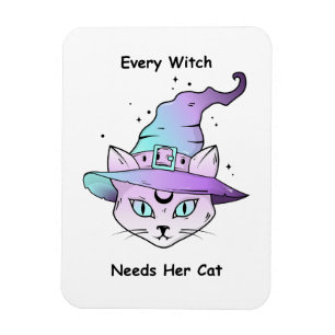 Imán Whimsical Witch Cat