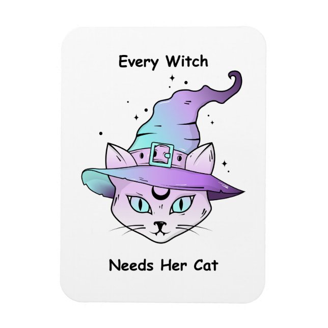 Imán Whimsical Witch Cat (Vertical)