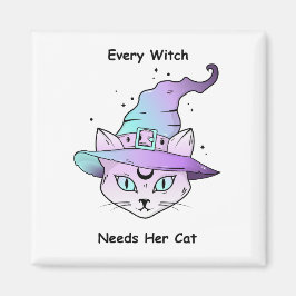 Imán Whimsical Witch Cat