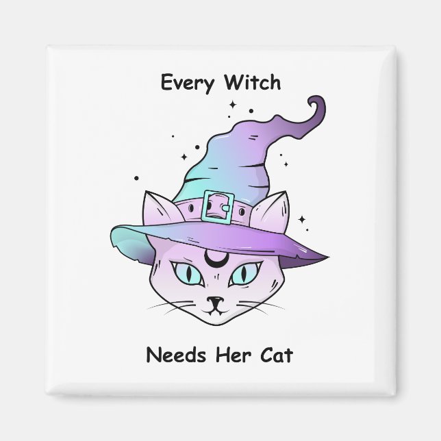 Imán Whimsical Witch Cat (Frente)