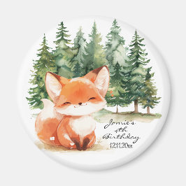 Imán Whimsical Woodland Baby Fox 4º cumpleaños