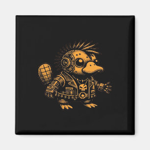 Imán Whimsigoo Cyborg Platypus Diseño de Arte Vintage