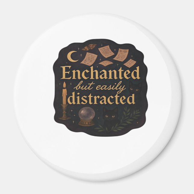 Imán Whimsigoo Fantasía Bosques Místicos, Luna y Mágica (Frente)