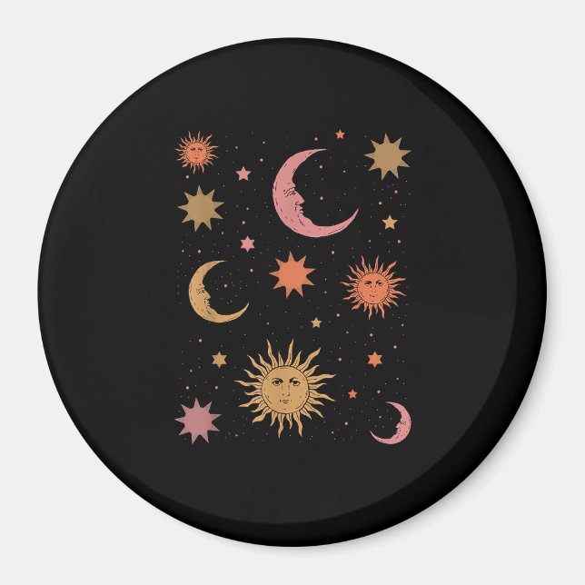 Imán Whimsigoth Aesthetic Vintage Half Moon Sun (Frente)