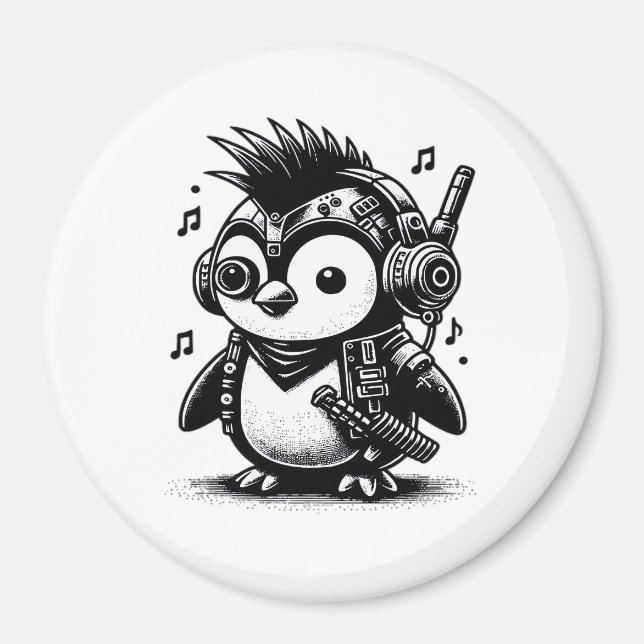Imán Whimsigoth Punkrock Weirdcore Penguin Vintage Art (Frente)