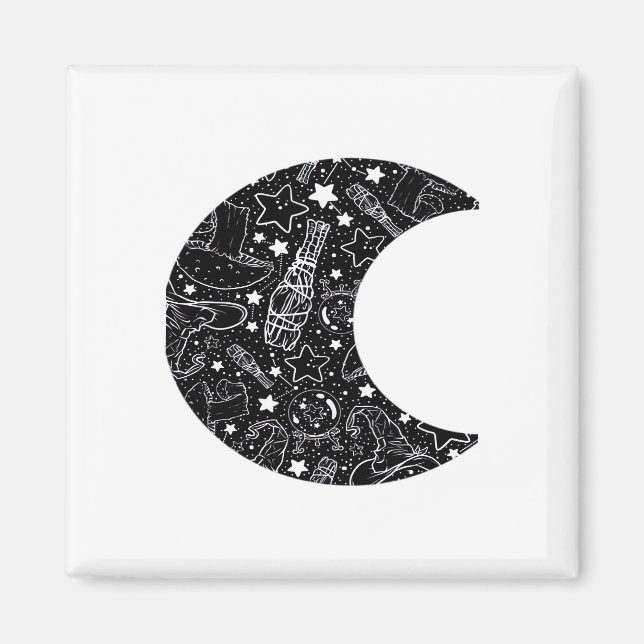 Imán Whimsigoth Witch Moon Wicca Kawaii Gótico Tattoo A (Frente)