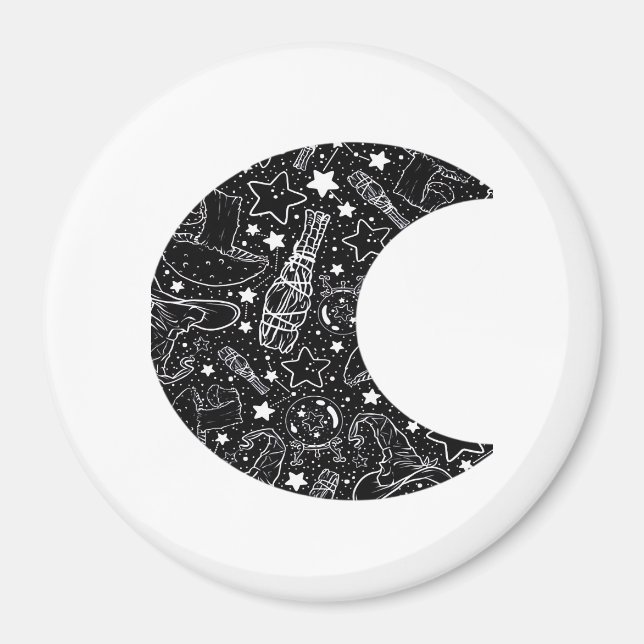 Imán Whimsigoth Witch Moon Wicca Kawaii Gótico Tattoo A (Frente)