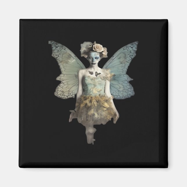 Imán Whimsigoth Zombie Fairy Old Timey Gothic Moody Art (Frente)