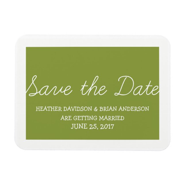 Imán Whimsy Save the Date Magnet, Olive Green (Horizontal)