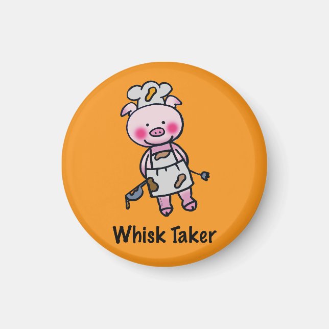 Imán Whisk Taker Pig - Funny Chef Design (Frente)