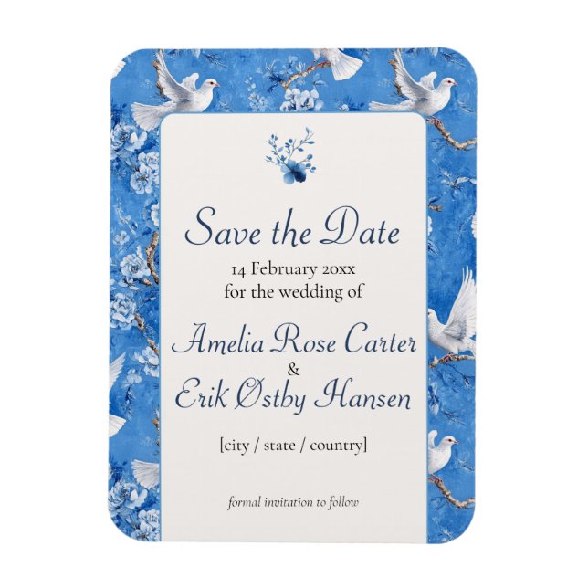 Imán Whispers of Doves, Save the Date (Vertical)