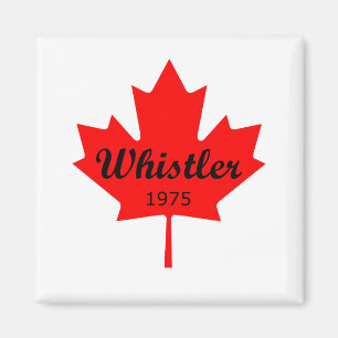Imán Whistler Canada 1975 Color de la hoja de arce rojo
