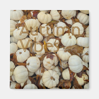 Imán White Autumn Vibes Monogram Pumpkin Magnet