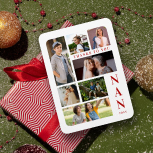 Imán White & Dark Red Classic 7 Multi Photos Collage