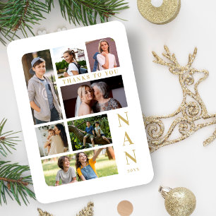 Imán White & Gold Classic 7 Multi Photos Colage Family