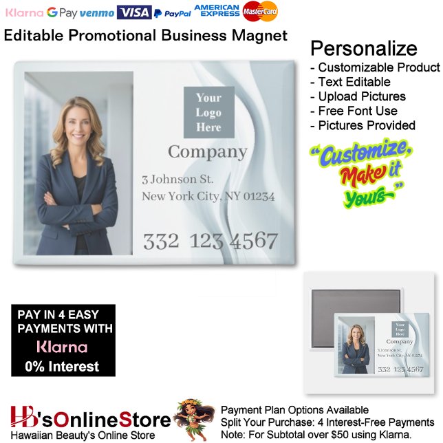 Imán White Wave Company Photo Logo Promotional Business (White Wave Company Photo Logo Promotional Business Magnet.)