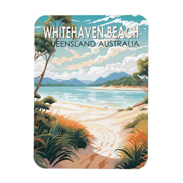 Imán Whitehaven Beach Queensland Australia Travel Art (Vertical)