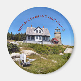 Imán Whitehead Island Lighthouse Maine Round Magnet