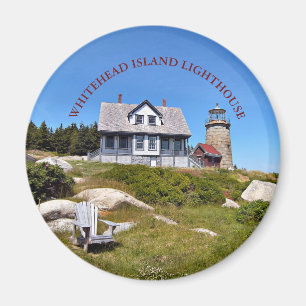 Imán Whitehead Island Lighthouse Maine Round Magnet