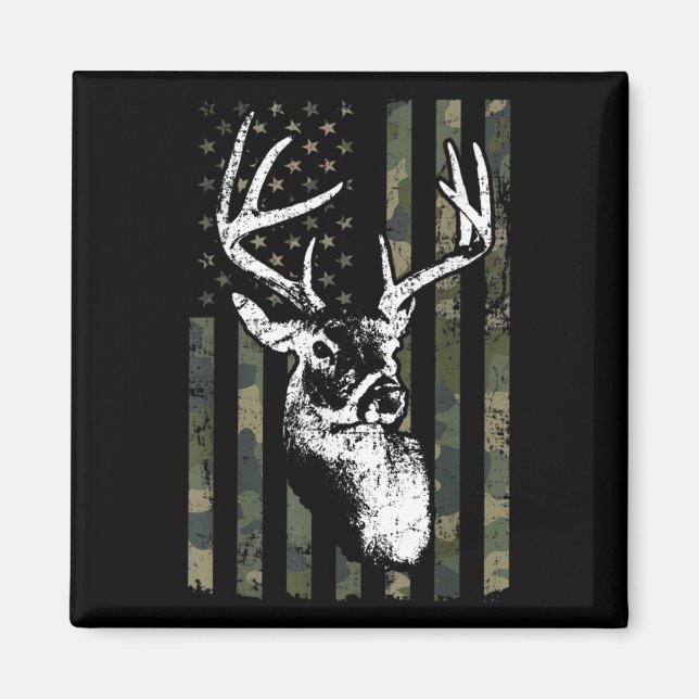 Imán Whitetail Buck Deer Hunting USA Camouflage America (Frente)