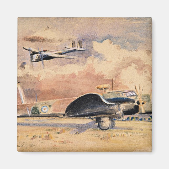 Imán Whitley Bombers Sunning, obra de Paul Nash (Frente)