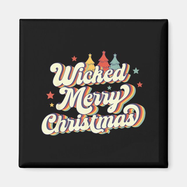 Imán Wicked Merry Christmas Retro Groovy New England Xm (Frente)