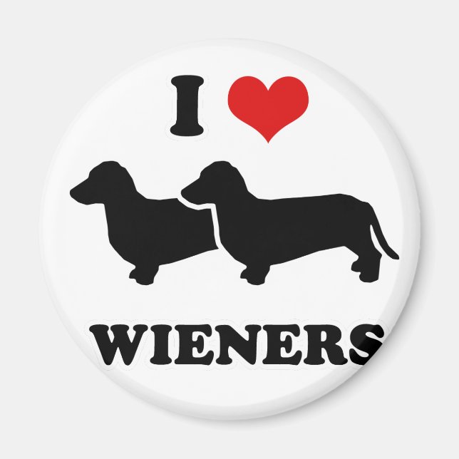 Imán WIENER DOG TEES - "Amo a mis mujeres" (Frente)