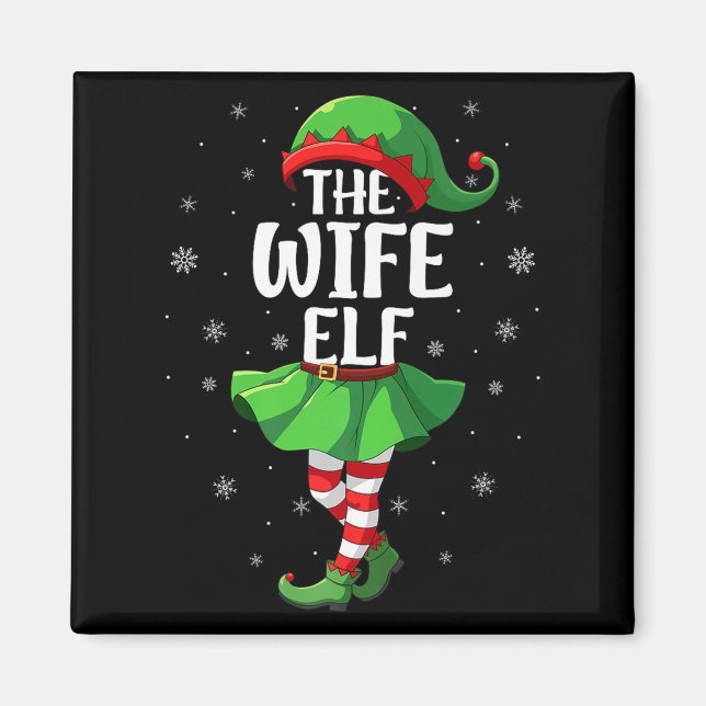 Imán Wife Elf Christmas Girls Women Elf Squad Xmas Fami (Frente)