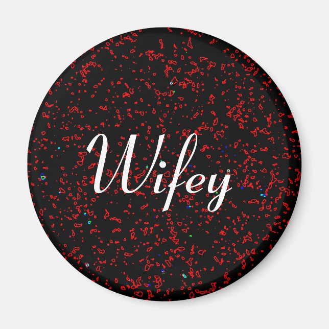 Imán Wifey Arte Fractal Moderno Guay Estilo Rojo Negro (Frente)