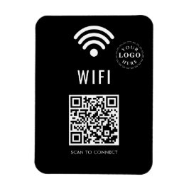 Imán WiFi negro brillante con logotipo y código QR
