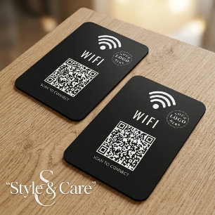 Imán WiFi negro elegante con logotipo y código QR