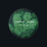 Imán Wild Rose Flowers Personalized Wedding<br><div class="desc">Soft and dreamy wild white rambling rose flowers with a dark green overlay save the date wedding announcement or favor refrigerator magnet. Fill in your information in the template. Make more changes to text and font size, style, and color by clicking on Customize. This image is available on many products...</div>