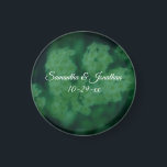 Imán Wild Rose Flowers Personalized Wedding<br><div class="desc">Soft and dreamy wild white rambling rose flowers with a dark green overlay save the date wedding announcement or favor refrigerator magnet. Fill in your information in the template. Make more changes to text and font size, style, and color by clicking on Customize. This image is available on many products...</div>