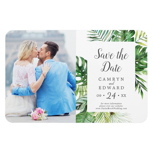 Imán Wild Tropical Palm Picture Save the Date (Horizontal)