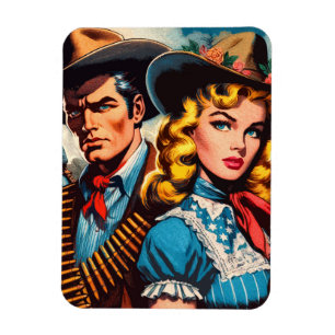 Imán Wild West Couple Retro Comics