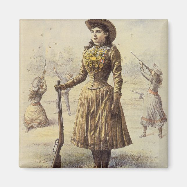 Imán Wild West Show de Buffalo Bill con Annie Oakley (Frente)