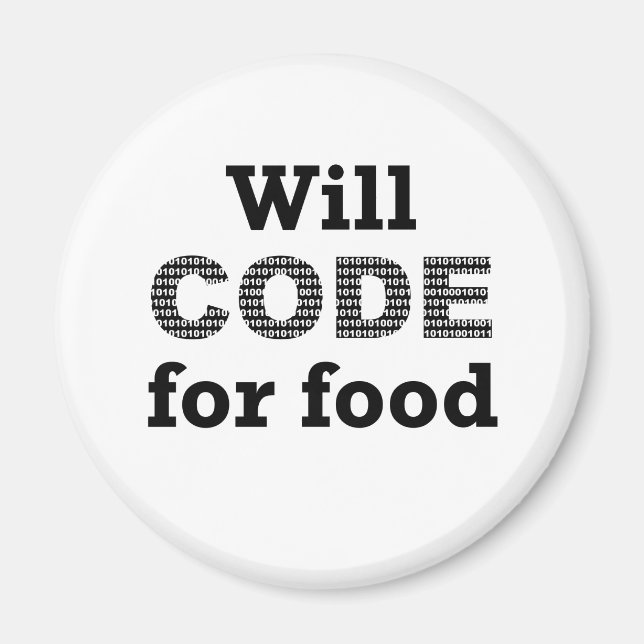 Imán Will Code For Food Magnet (Frente)