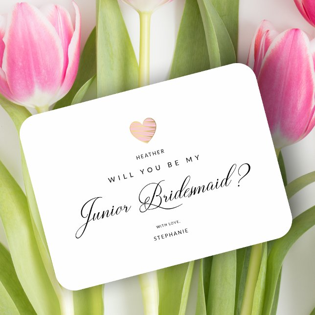 Imán Will You Be My Junior Bridesmaid Pink Heart (Subido por el creador)