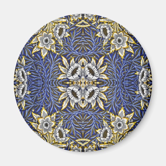 Imán William Morris Blue y Gold Tulip Willow Design (Frente)