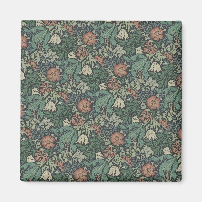 Imán William Morris Floral Antiguo Rosa Verde Compton (Frente)