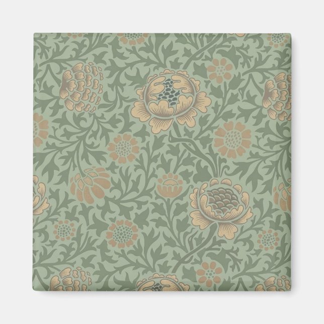 Imán William Morris Grafton Estampado Floral Verde Salv (Frente)
