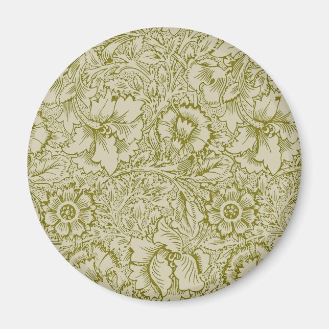 Imán William Morris Poppy Classic Floral Green (Frente)