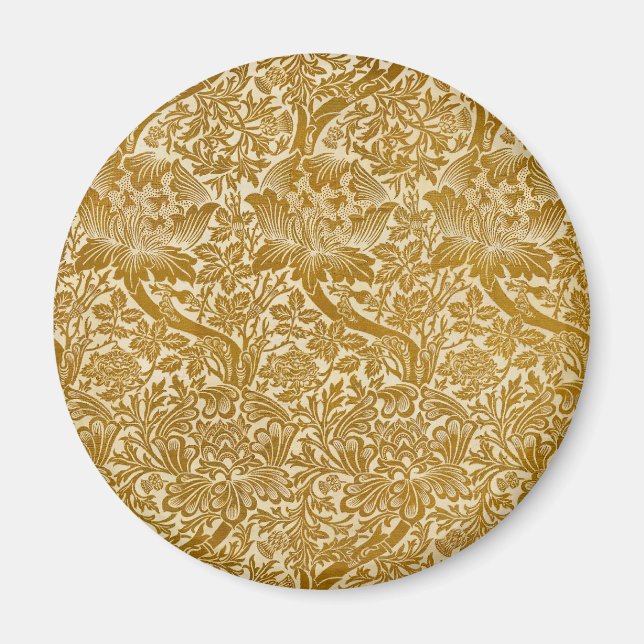 Imán William Morris Rosa y Thistle Floral Golden (Frente)