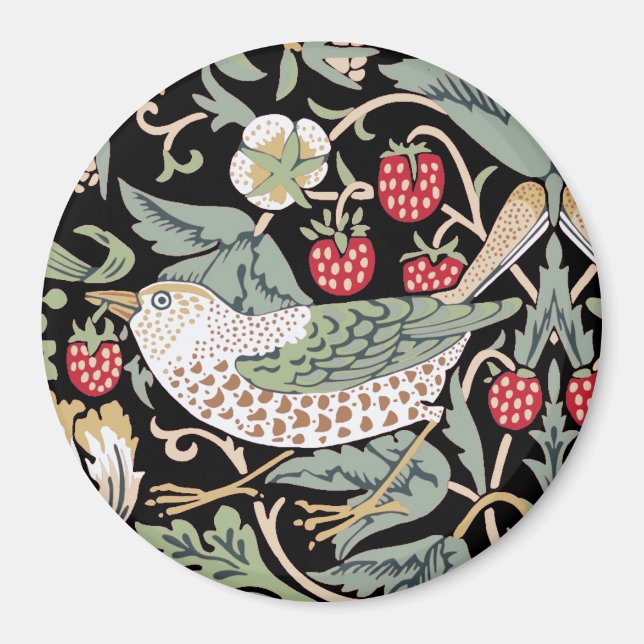 Imán William Morris Strawberry Thief I Aves Negras (Frente)