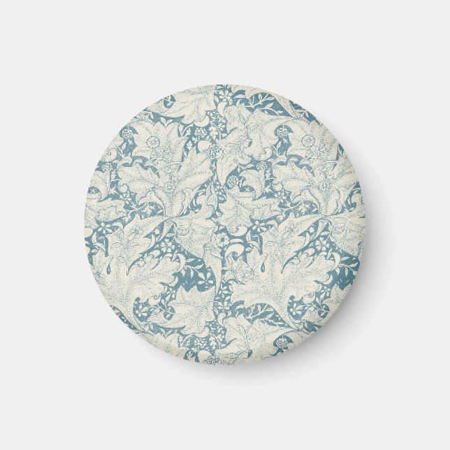Imán William Morris Wallflower damasco azul floral (Frente)